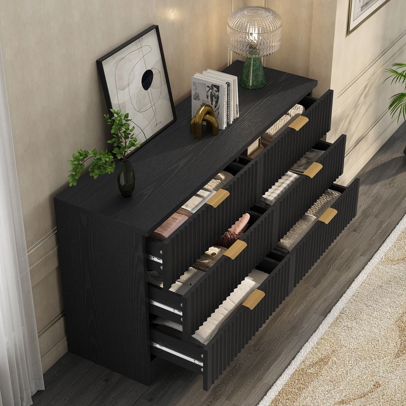 Top view of the black dresser 6 drawer​
