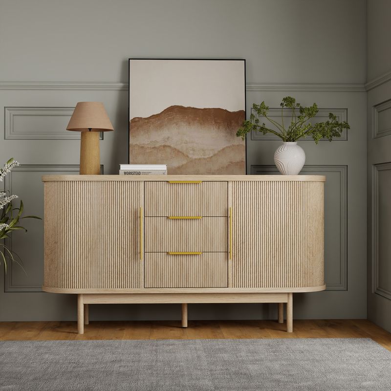 mid century modern tv stand, walnut tv stand, walnut mid century modern tv stand​, walnut mid century tv stand, fluted tv stand, fluted wood tv stand, tv stand with sliding doors