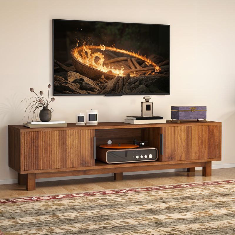 solid wood tv stand, walnut tv stand, 59 inch tv stand, tv stand for 65 inch tv​