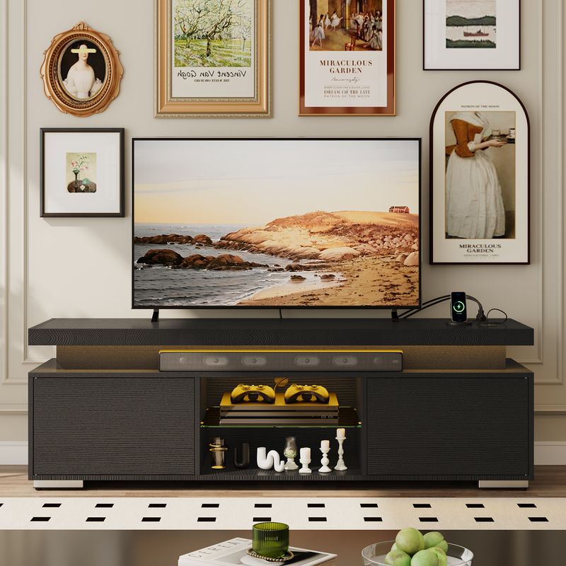 black wood tv stand