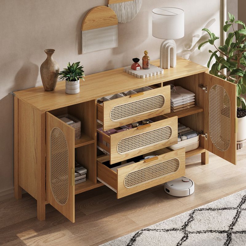 Side view of the sideboard cabinet with door open