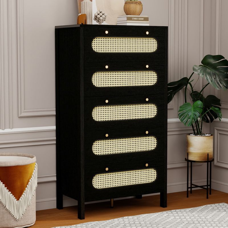 Side view of the black 5 drawer dresser​