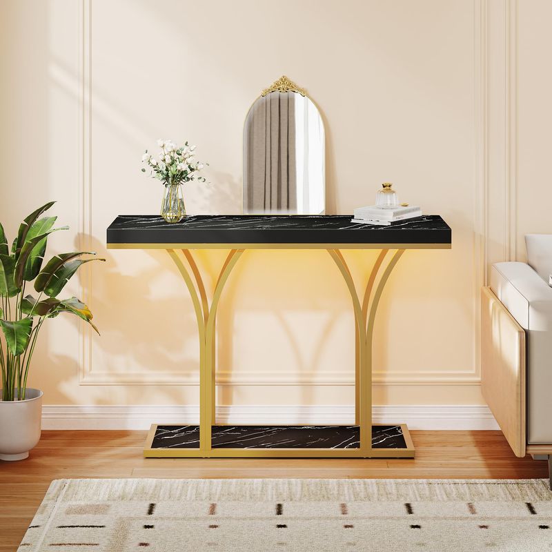 Front view of the mid century modern console table​