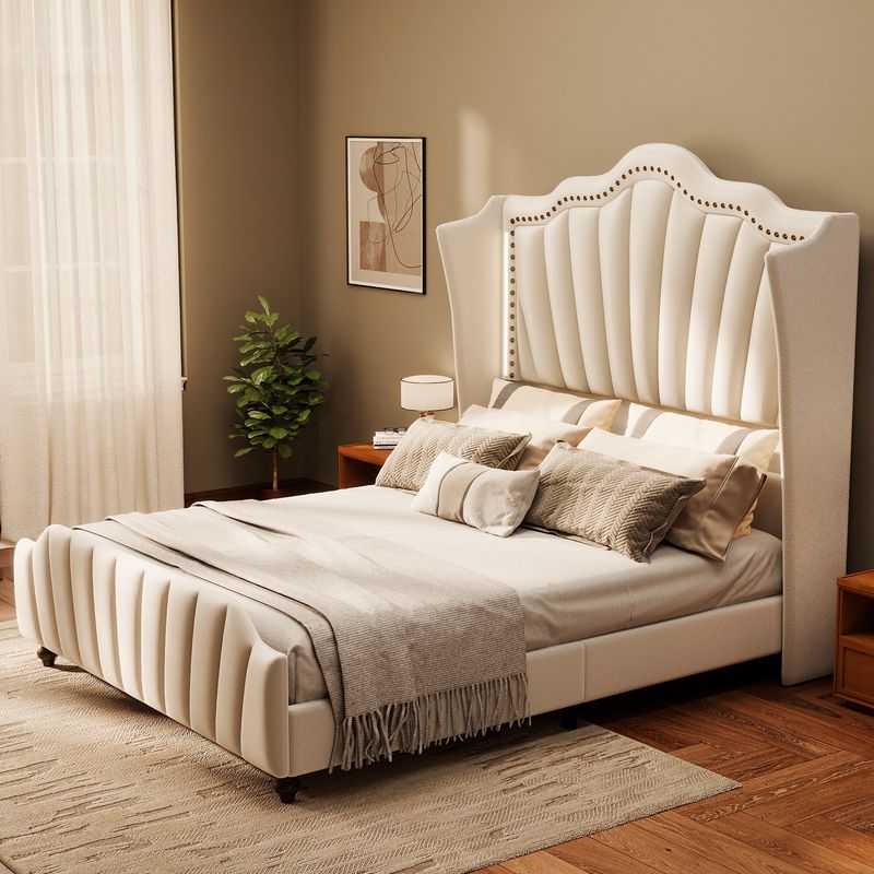 white velvet bed frame