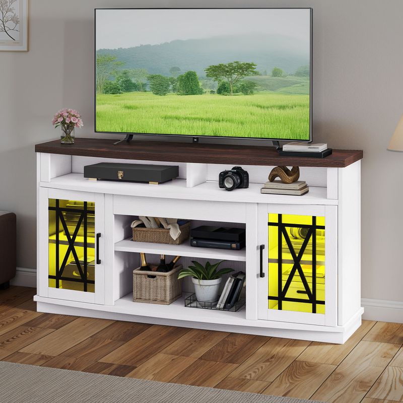 white mid century modern tv stand