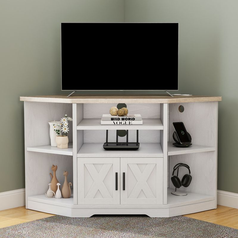white corner tv stand​