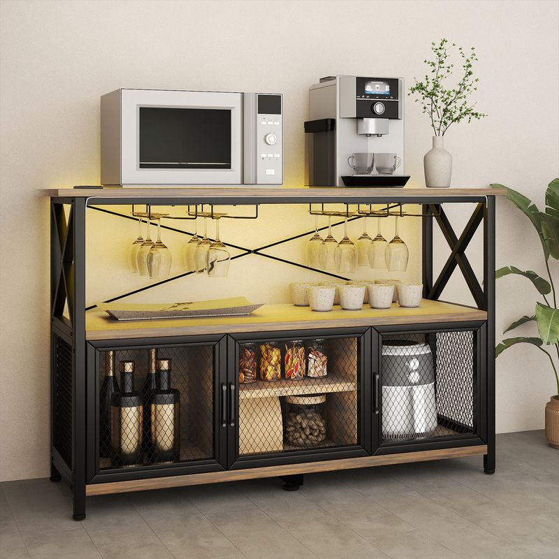Side view of the mid century modern bar cabinet