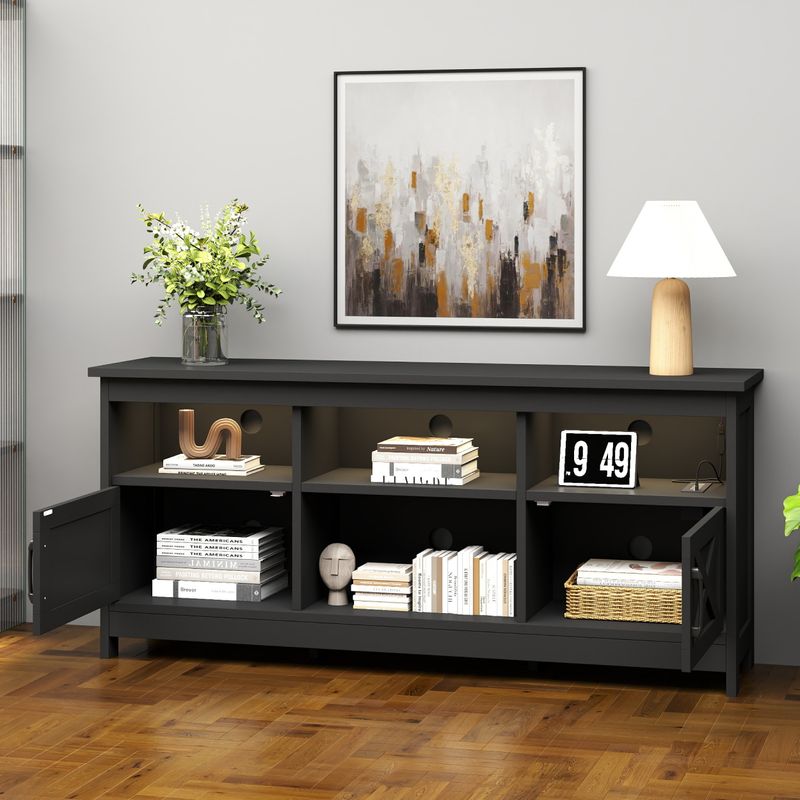 tv stand storage, farm house tv stand, black wood tv stand​, wood led tv stand​, tv stand for up to 65 inch