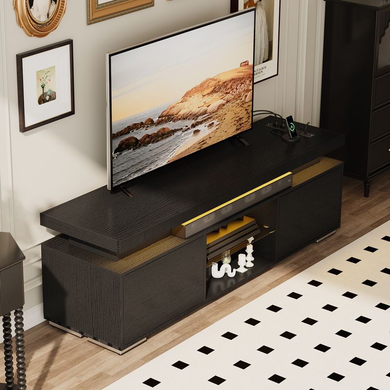 black wood tv stand