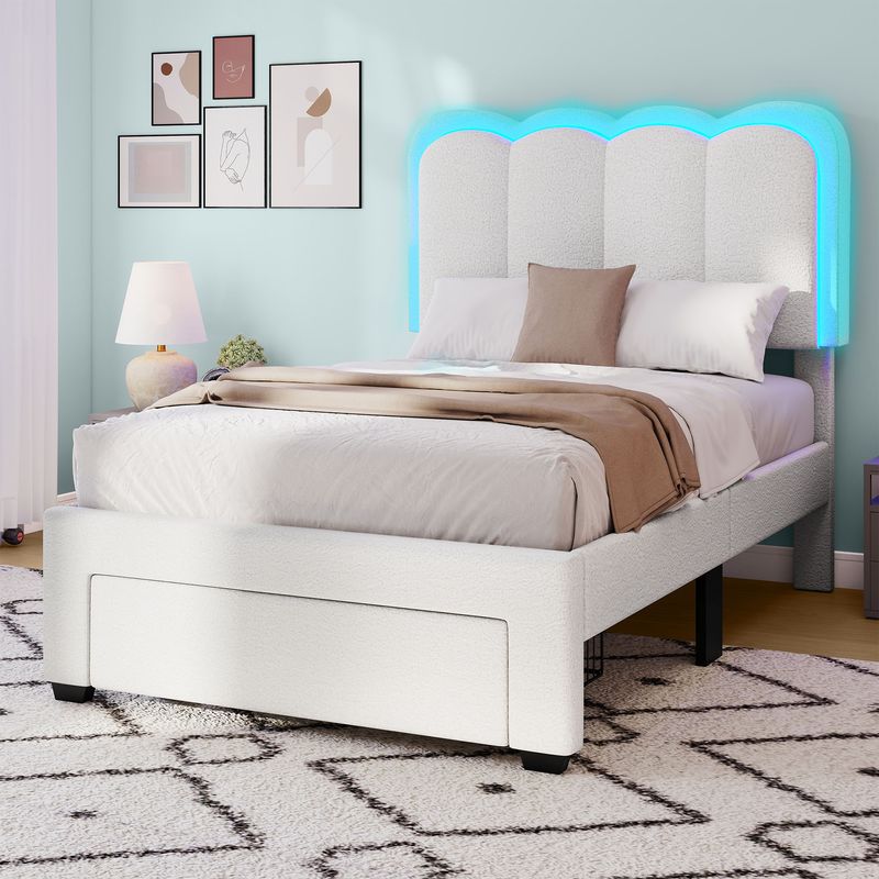 twin bed frame with storage, twin size bed frame, twin bed frames with headboard, twin bed frame with led lights, boucle twin bed frame​