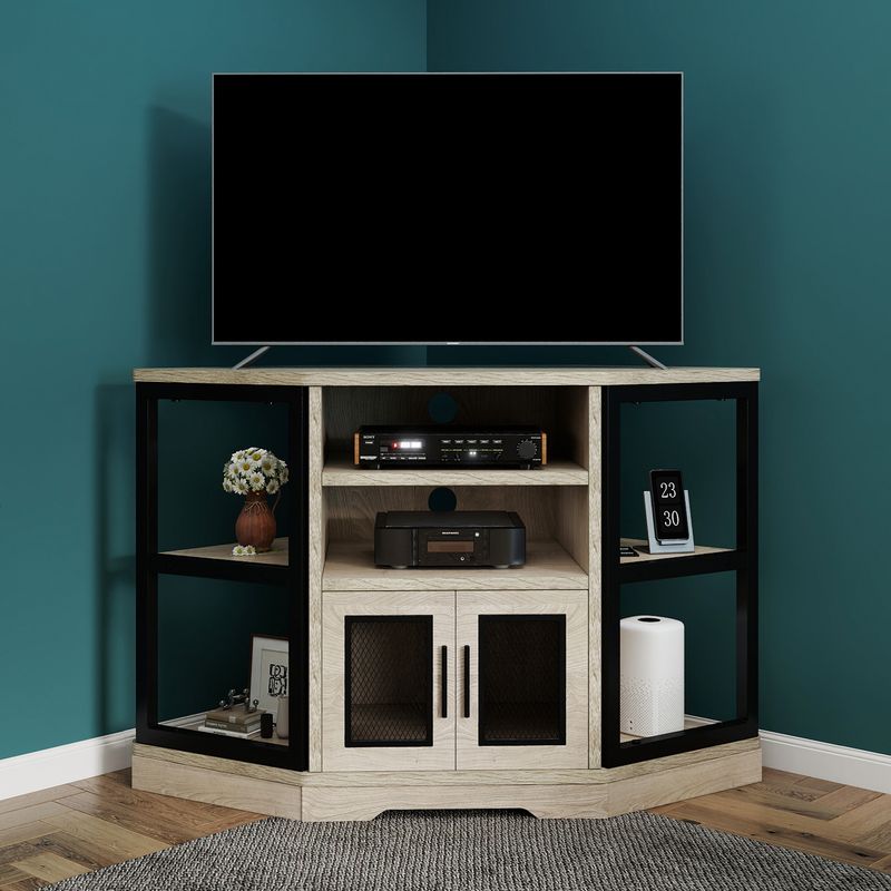 corner tv stand with storage, white corner tv stand​, farmhouse white tv stand​, corner TV Stand, white tv stand​, corner tv stand for 55 inch tv​, small corner tv stand, corner farmhouse tv stand​