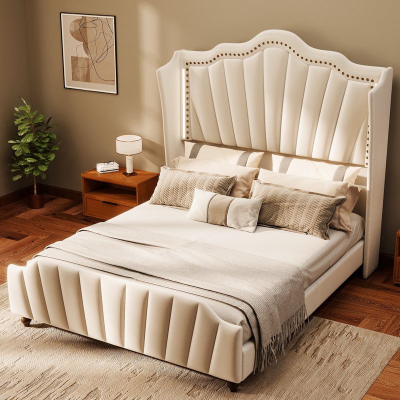 velvet wingback bed frame