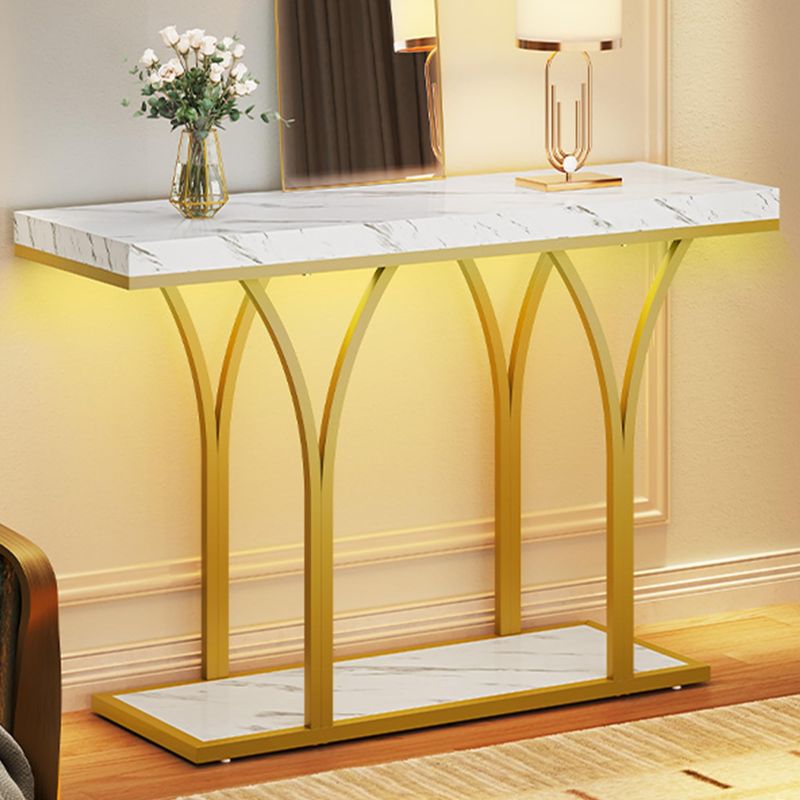 Side view of the entryway console table with led light opened