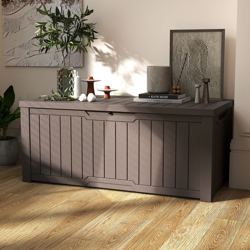 large brown deck box