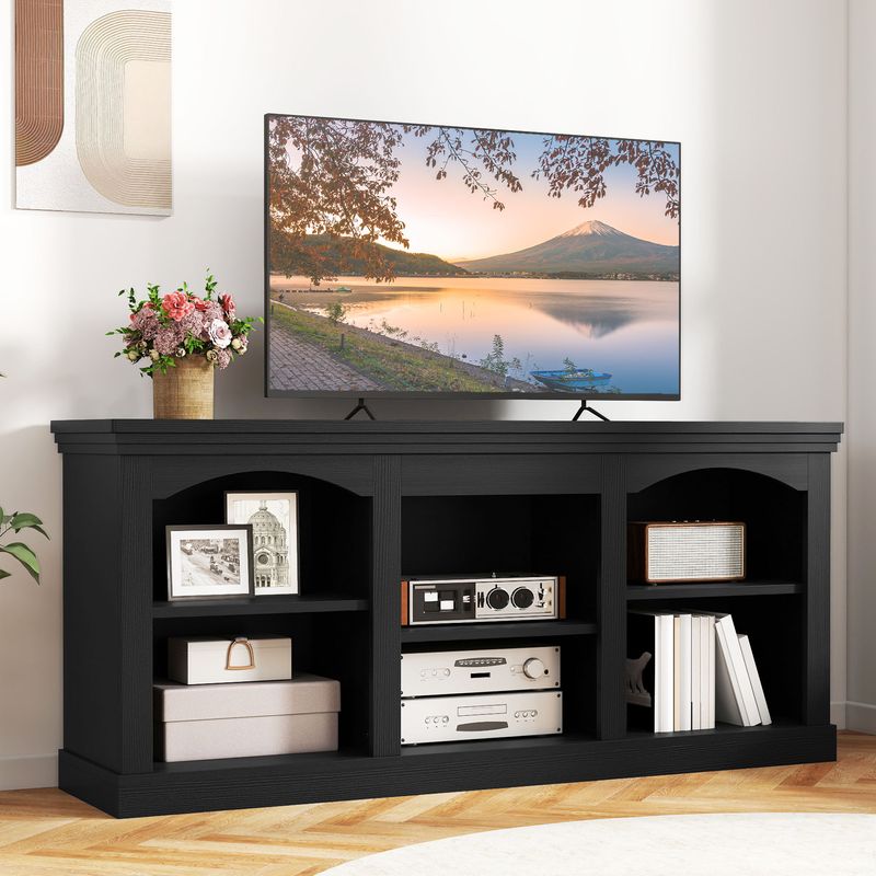 black tv stand for 65 inch tv​, arch tv stand, mid century arch design tv stand​, arch design tv stand, black arch tv stand​, 60 inch black tv stand