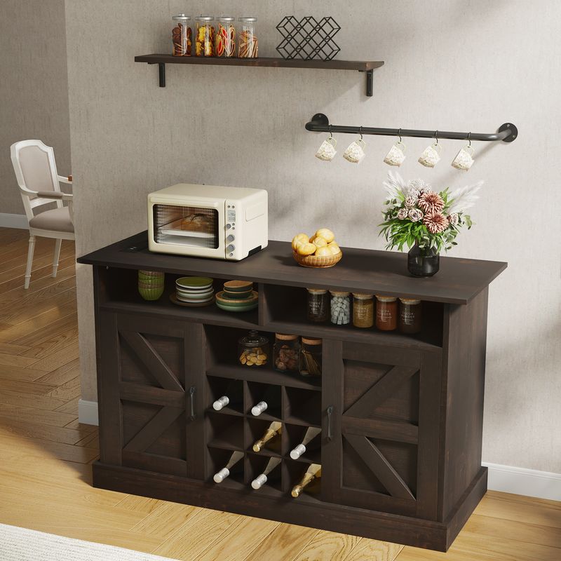 Side view of the mid century modern bar cabinet