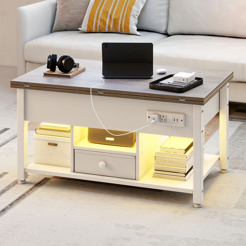 Side View of the Lift Top Wooden Coffee Table