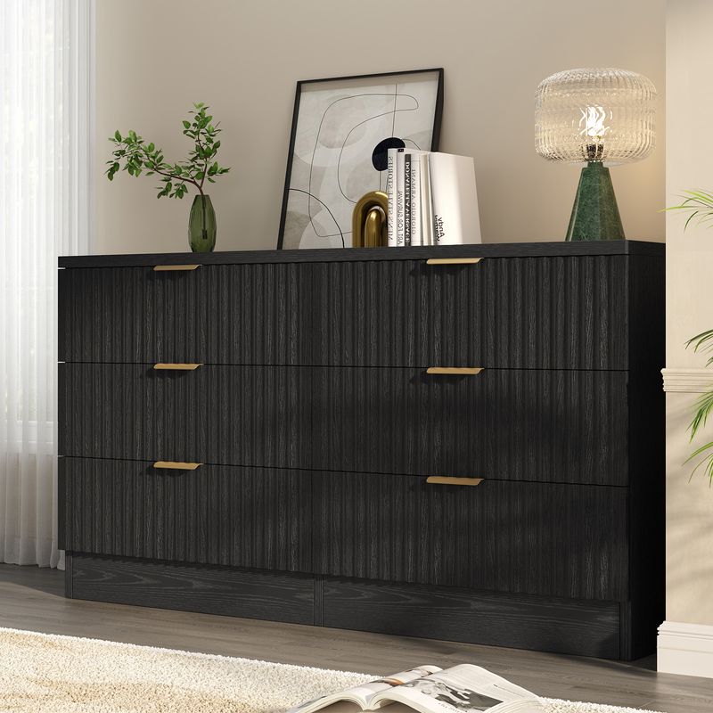 Side view of the black dresser 6 drawer​