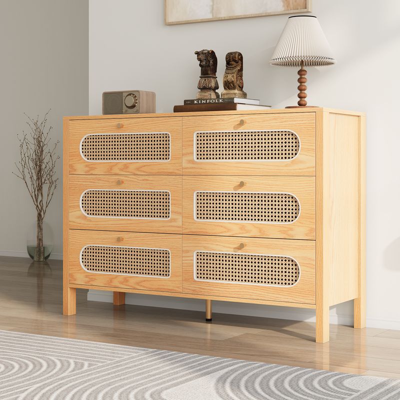 Side view of the 6 drawer wood dresser​
