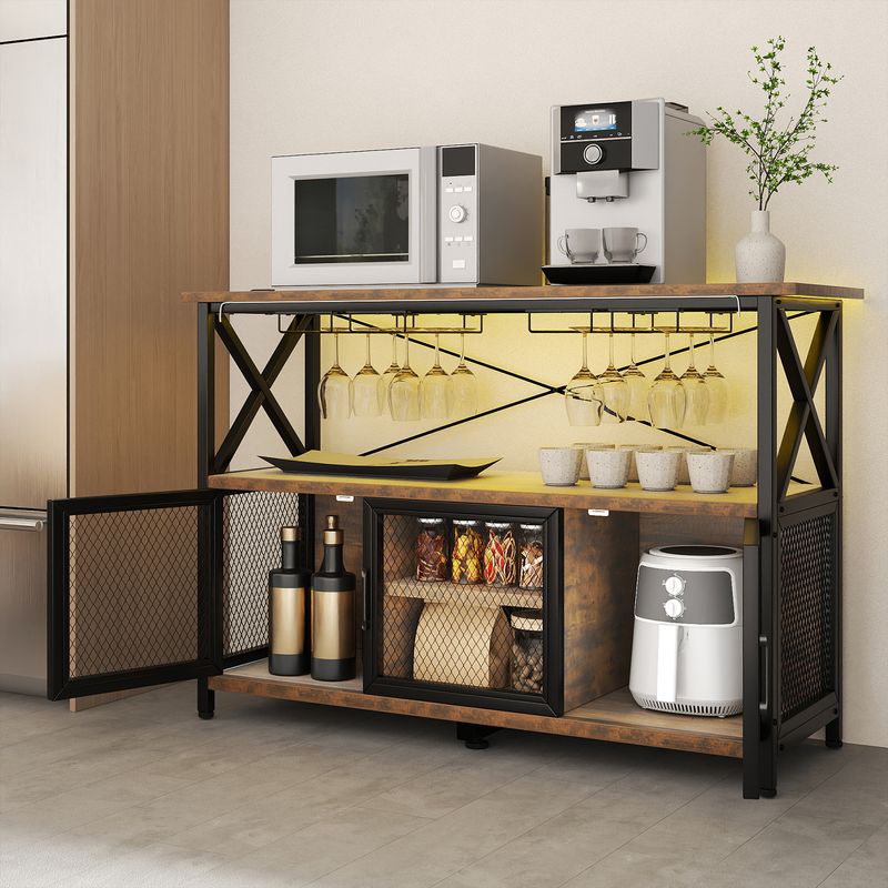 Side view of the mid century modern bar cabinet