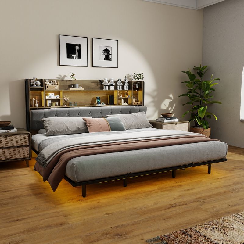 king size floating bed frame, floating bed frame with lights​, floating bed frame king, floating bed lights, floating bed frame with headboard, floating bed frame, king floating bed frame​, floating bed frame with storage