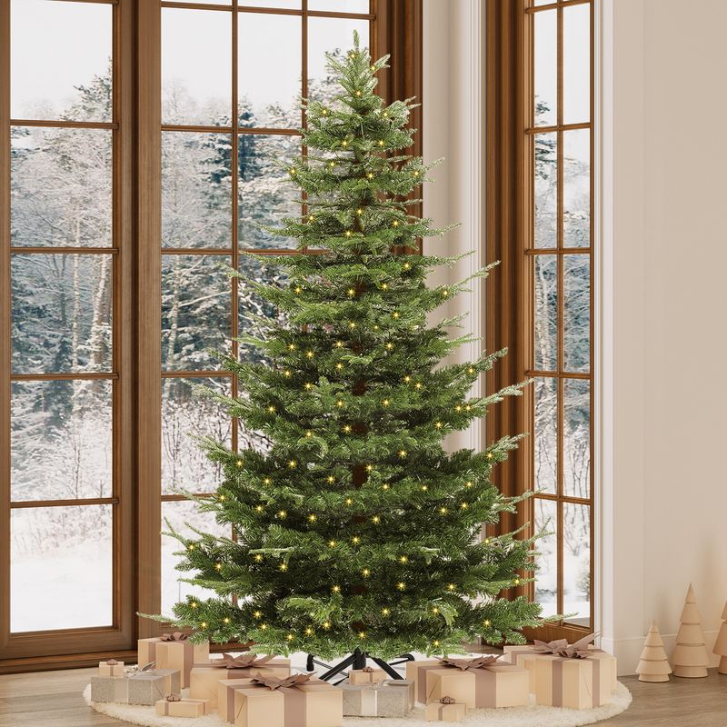 6.5ft Pre-Lit Balsam Fir Artificial Christmas Tree with 900 PE & PVC Mixed Branch Tips and 500 Lights