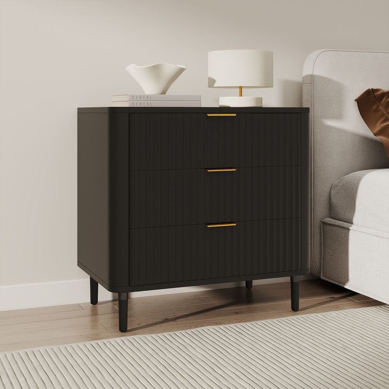 Side view of the wood nightstand