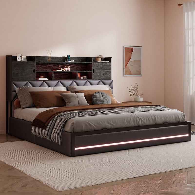 grey king size bed frame