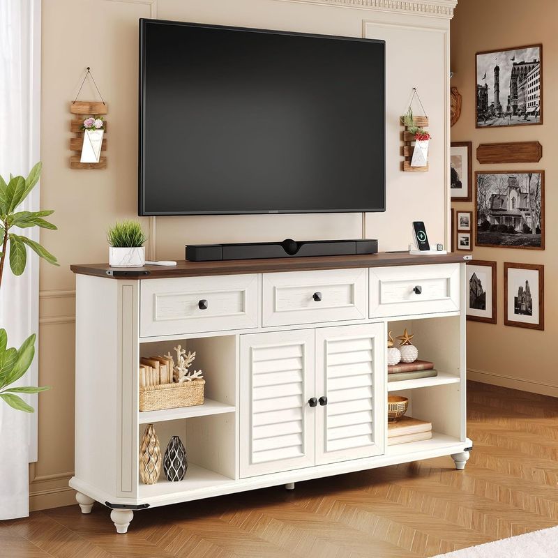 white wood media console, white media console, white mid century media console​, mid century media console​, wood media console​, mid century modern media console