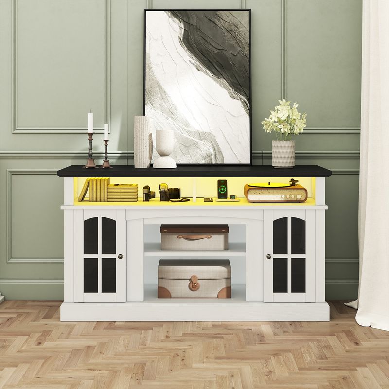 white tv stand with glass doors, white tv stand​, white tv stand with storage, tv stand with led lights, tv stand with glass doors, wood tv stand with glass doors