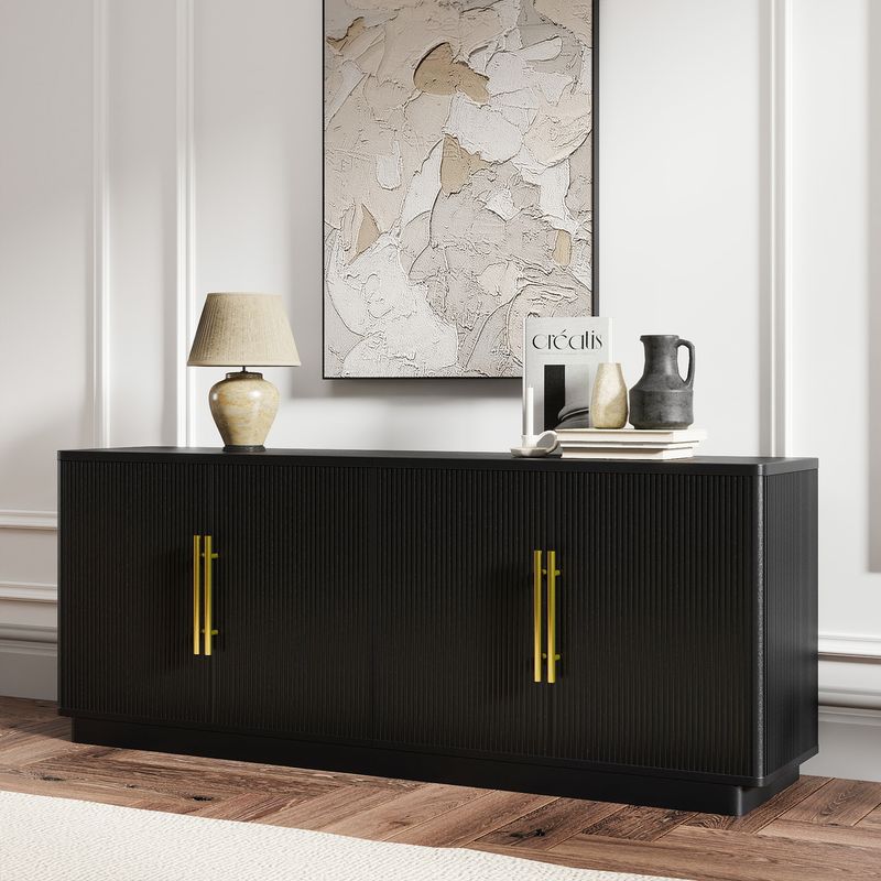 black mid century tv stand