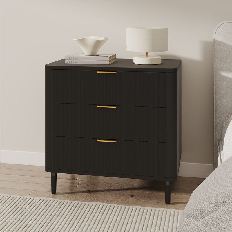 Front view of the wood nightstand