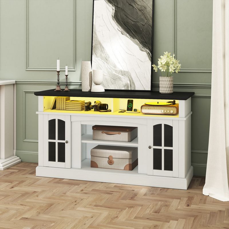 white tv stand with glass doors, white tv stand​, white tv stand with storage, tv stand with led lights, tv stand with glass doors, wood tv stand with glass doors