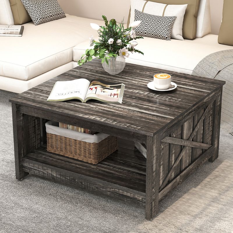 Square Coffee Table for Couch Side or Center