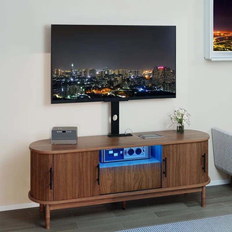 walnut tv stand with mount