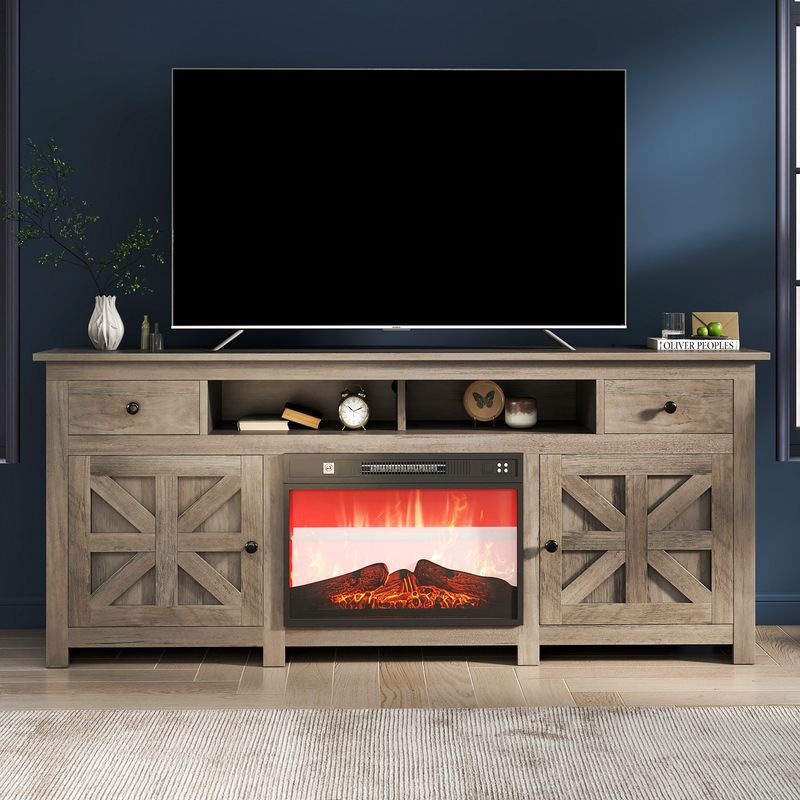 Front view of the electric fireplace tv stand