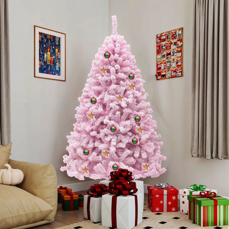 pink flocked christmas tree