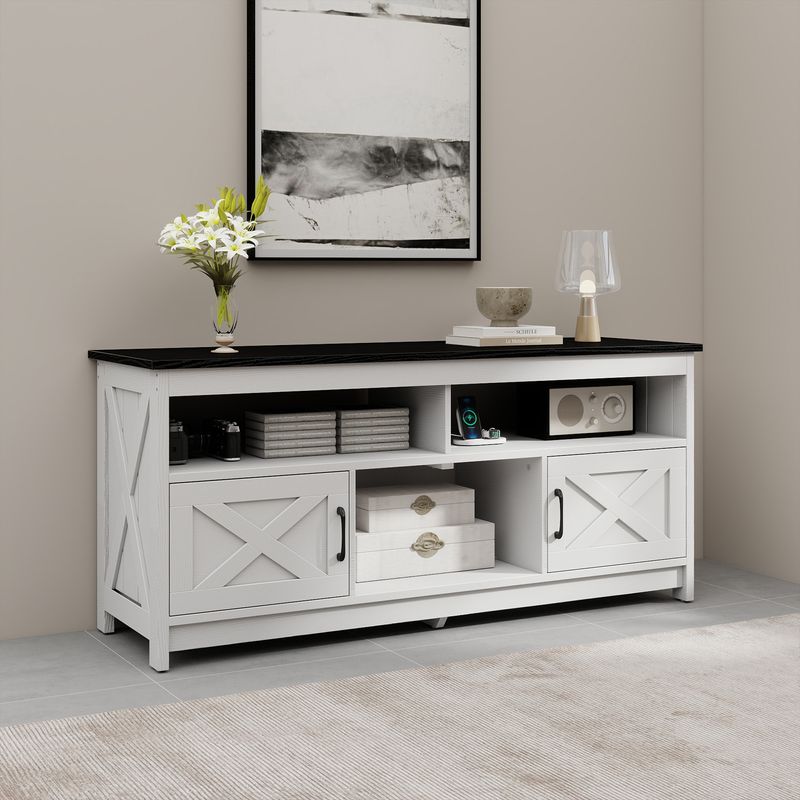 white barn door tv stand