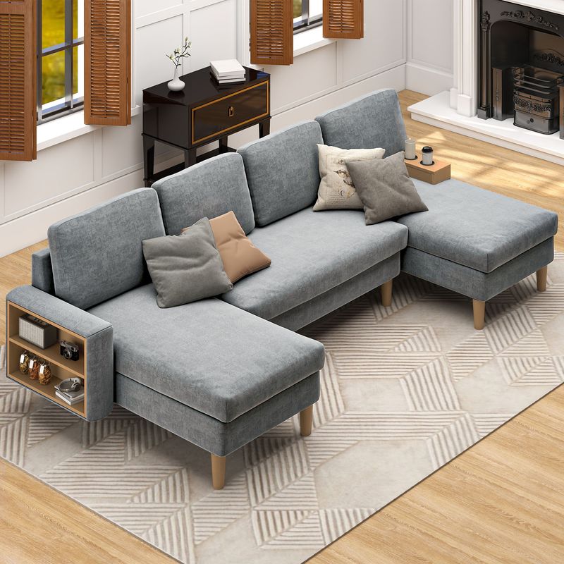 U shaped sectional sofa, double chaise sofa, modular sectional couch, sofa with storage armrest, large family sofa, living room sectional, apartment sofa set, vacuum packed sofa, modern U sofa