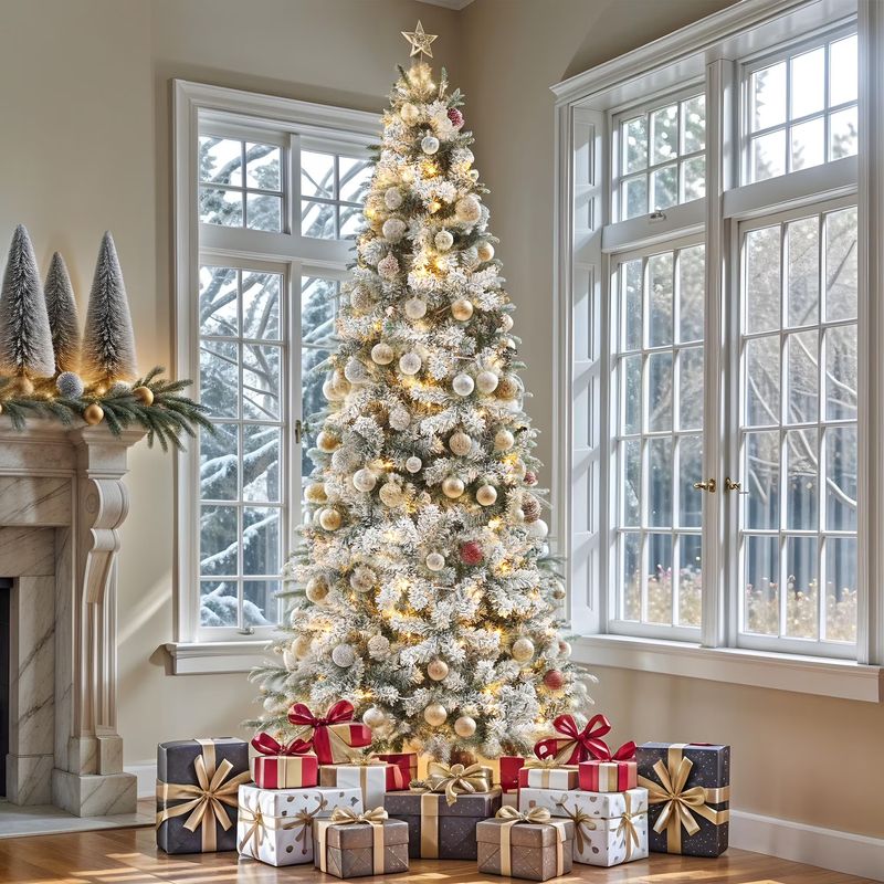 Snow Flocked Pencil Christmas Tree