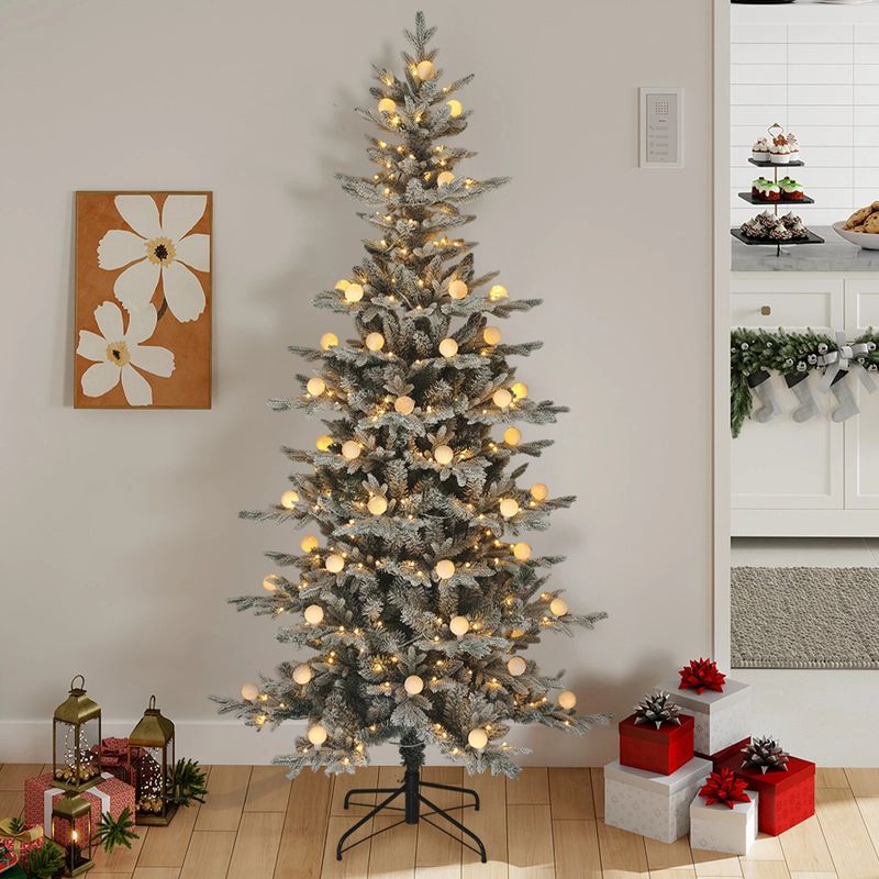 Flocked Layered Christmas Tree with Warm Lights