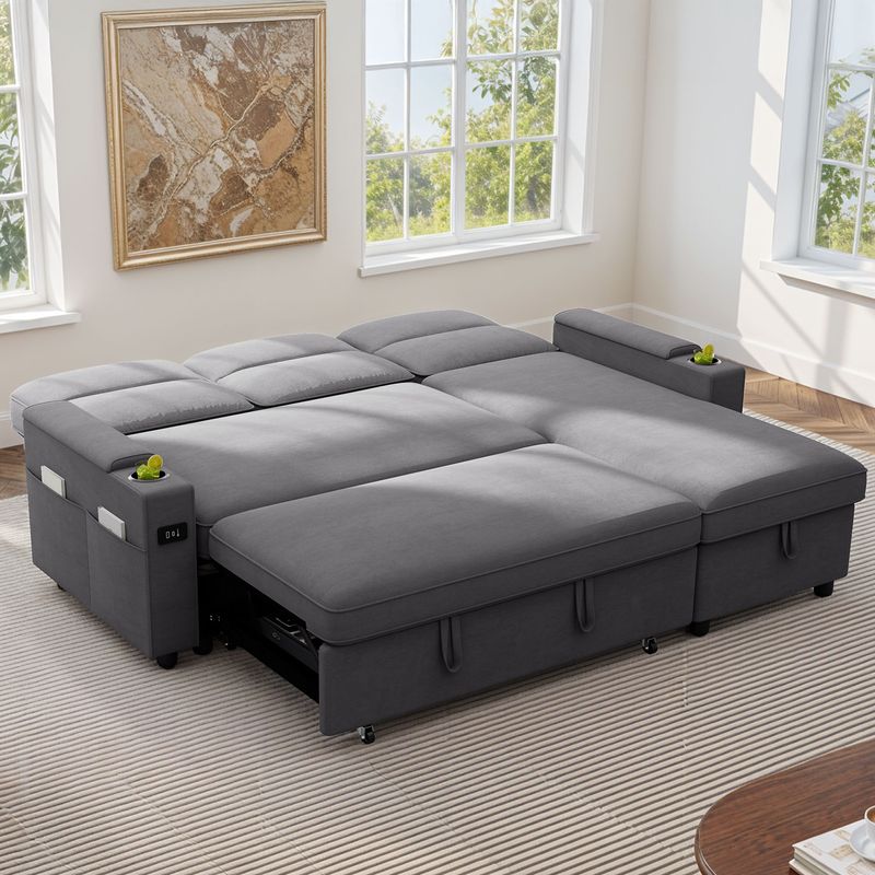 L shaped sofa bed, cat proof sofa, adjustable backrest sofa, USB charging couch, small space sofa bed, pull out sleeper sofa, pet friendly furniture, studio apartment sofa, convertible sofa bed, TB117 certified sofa, fireproof sofa, space-saving sofa bed