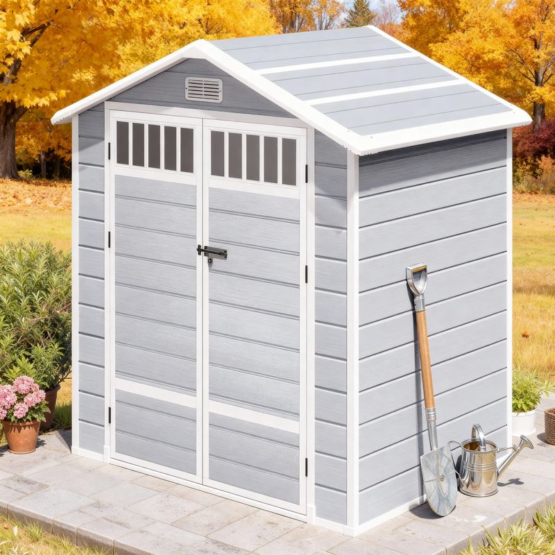 Side view of the outdoor storage shed with floor​