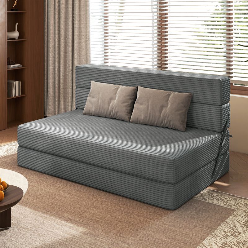 foldable sofa bed, single sleeper sofa, corduroy futon, small space sofa, apartment furniture, dorm sofa bed, compact sofa, no assembly furniture, guest bed solution, foam filled sofa