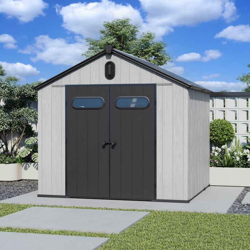 outdoor shed in closed condition
