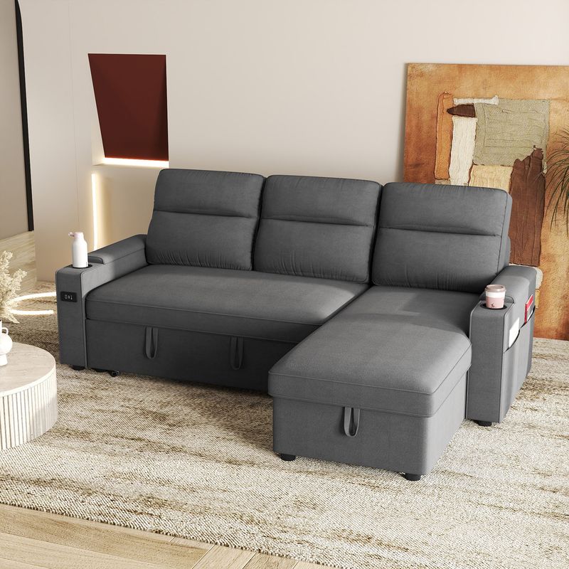 L shaped sofa bed, cat proof sofa, adjustable backrest sofa, USB charging couch, small space sofa bed, pull out sleeper sofa, pet friendly furniture, studio apartment sofa, convertible sofa bed, TB117 certified sofa, fireproof sofa, space-saving sofa bed
