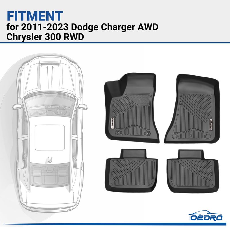 thumbnail image 2 of OEDRO TPE Floor Mats Liners For Dodge Charger/Chrysler 300 RWD 2011-2023 – 4-Piece 2 of 5