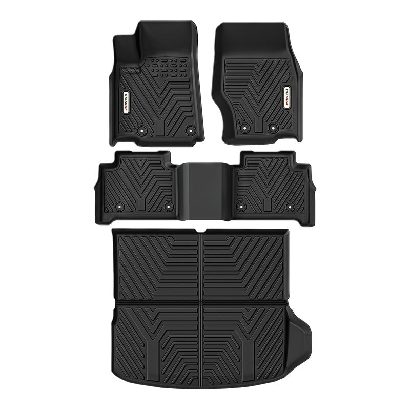 Floor Mats & Cargo Liner for 2022-2024 Jeep Grand Cherokee (NOT for WK or Grand Cherokee L), Custom Fit TPE All Weather 1st & 2nd Rows and Trunk Full Set Mats Automotive Floor Liners, Black