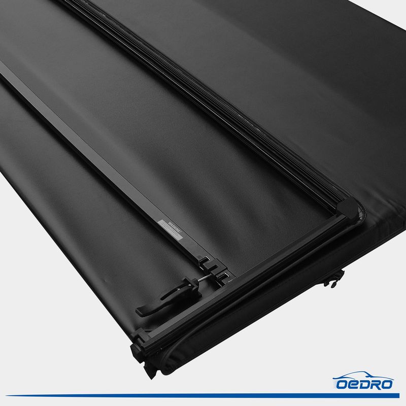 thumbnail image 2 of Soft Tri-Fold Tonneau Cover For 2016-2023 Toyota Tacoma 5FT Bed - Black Vinyl-Aluminum 2 of 6