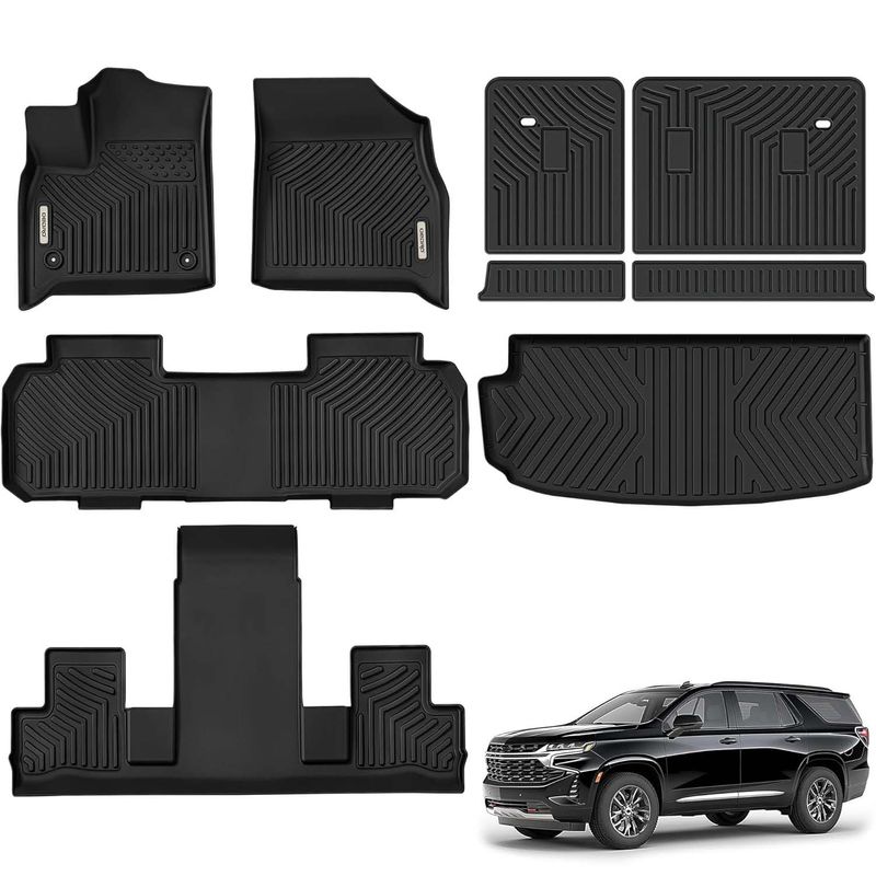 thumbnail image 2 of Transmotor2013 TPE All-Weather Floor Mats For 2018-2025 Chevy Traverse 7-Seat – Black Rubber Liners, Full Set 2 of 2